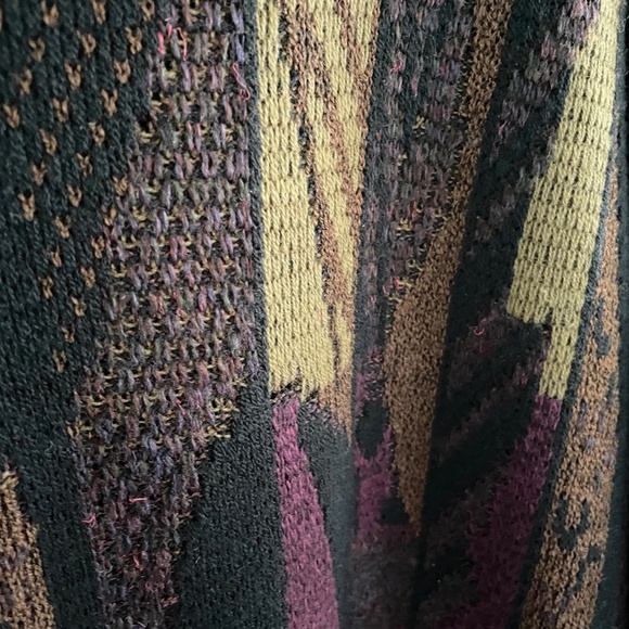 Vintage Knit Sweater Cardigan 3D knit Grandpa Dad energy Kurt Cobain Black Tan L - Picture 11 of 13